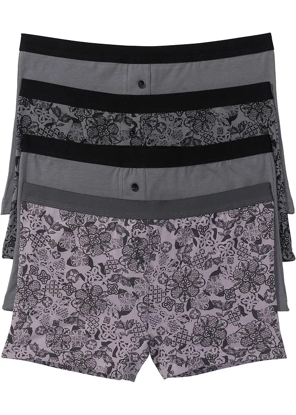 Damen Boxer mit weicher Baumwolle (4er Pack) in lila von vorne - bonprix