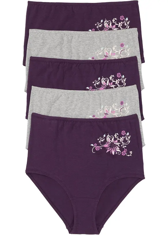 Highwaist Slip mit weicher Baumwolle (5er Pack) in lila von vorne - bonprix