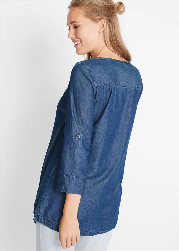 Halbarm-Bluse in blau von hinten (im Anschnitt) - bonprix