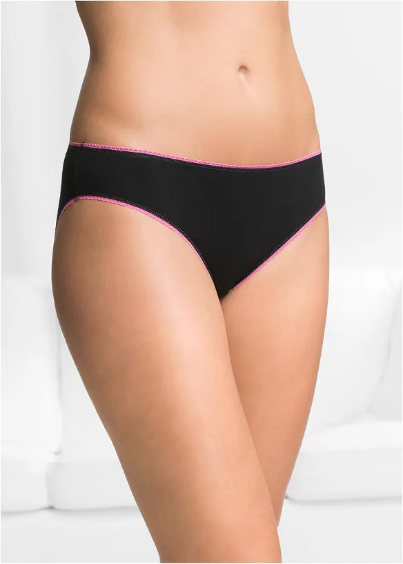 Slip mit weicher Baumwolle (5er Pack) in schwarz von vorne - bonprix