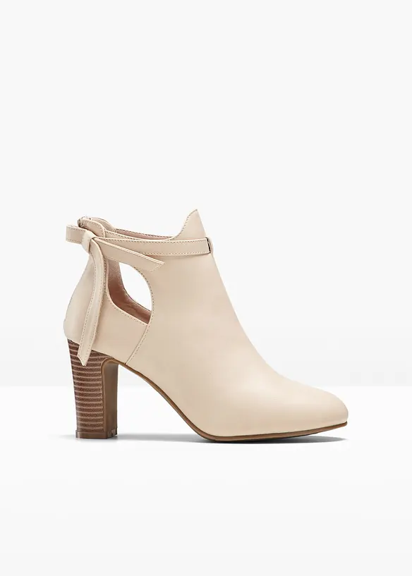Stiefeletten mit Cut-Outs in beige von vorne - bonprix