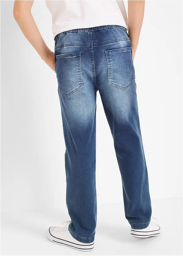 Regular Fit Schlupf-Sweat-Jeans, Straight in blau von hinten - bonprix