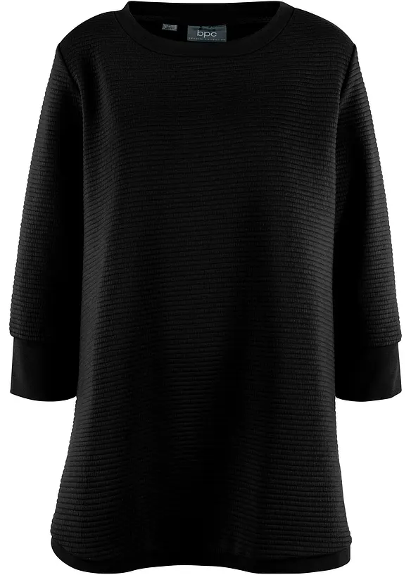 Langes Sweatshirt in A-Line, 3/4 Arm in schwarz von vorne - bonprix