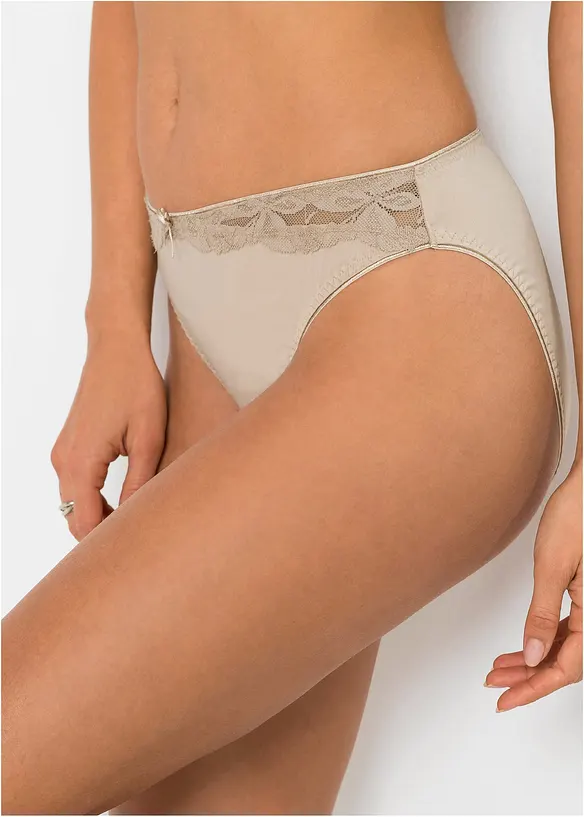 Slip mit Spitze (3er Pack) in schwarz von vorne - bonprix