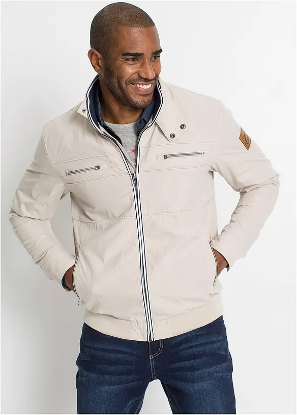 Übergangsjacke in Blousonform mit Stehkragen in grau von vorne (im Anschnitt) - bonprix