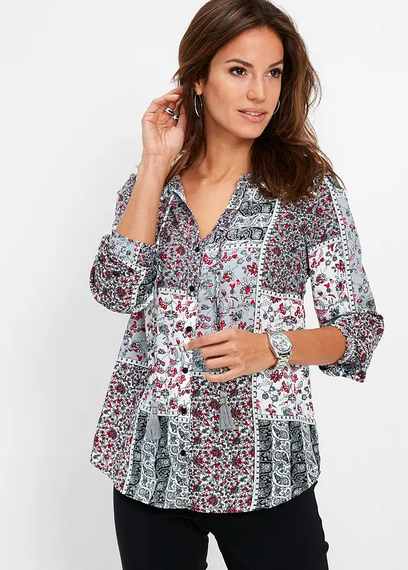 Bluse bedruckt in weiß von vorne (im Anschnitt) - bonprix