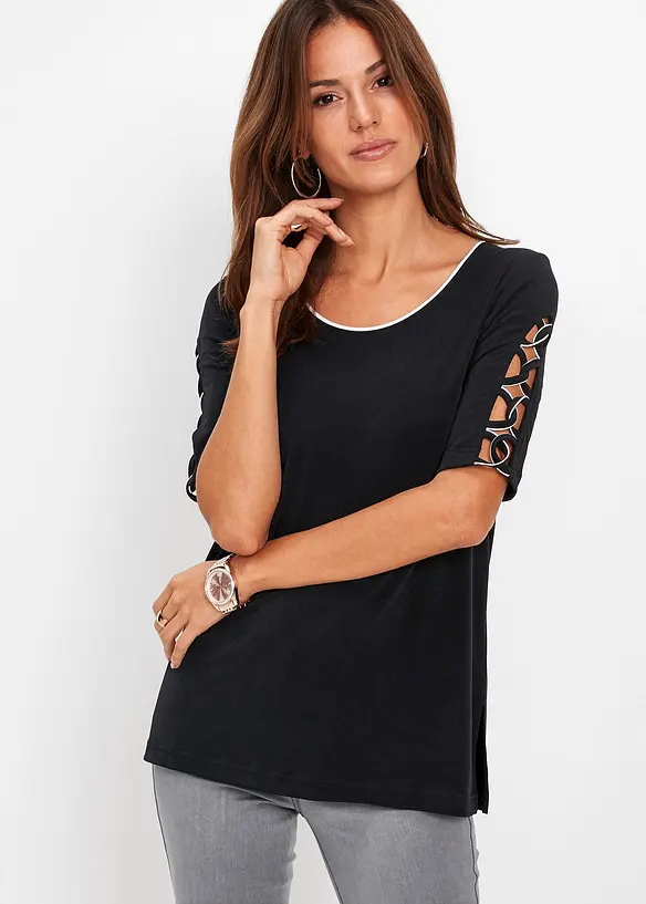 Shirt in schwarz von vorne (im Anschnitt) - bonprix