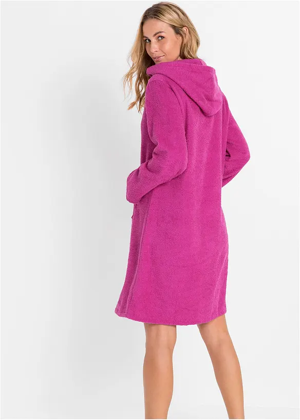 Frottee Bademantel aus Bio-Baumwolle mit Reißverschluss in pink von hinten (Totalaufnahme) - bonprix