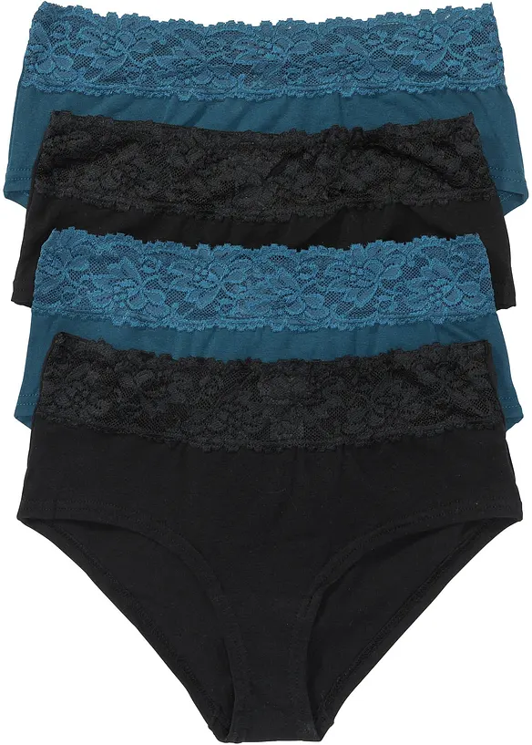 Maxipanty mit weicher Baumwolle (4er Pack) in schwarz von vorne - bonprix