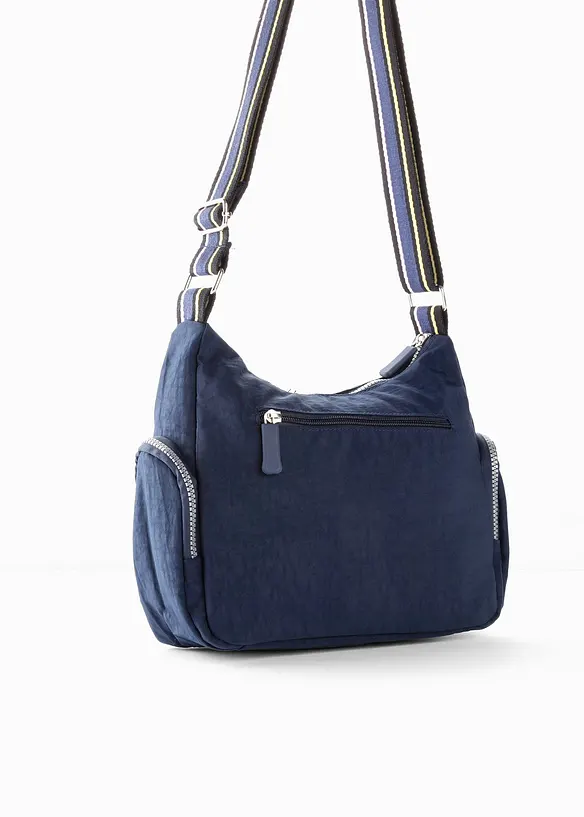 Umhängetasche mit Außentaschen in blau von hinten - bonprix