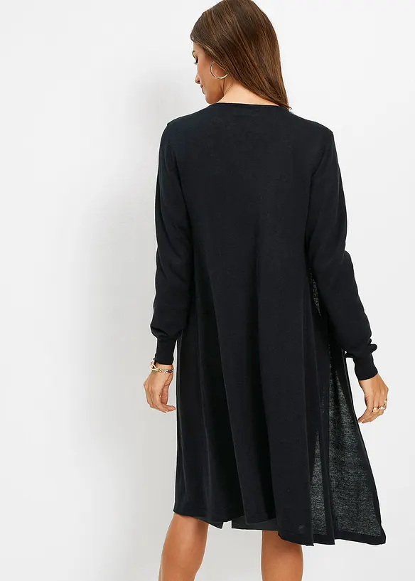 Longstrickjacke in schwarz von hinten (im Anschnitt) - bonprix