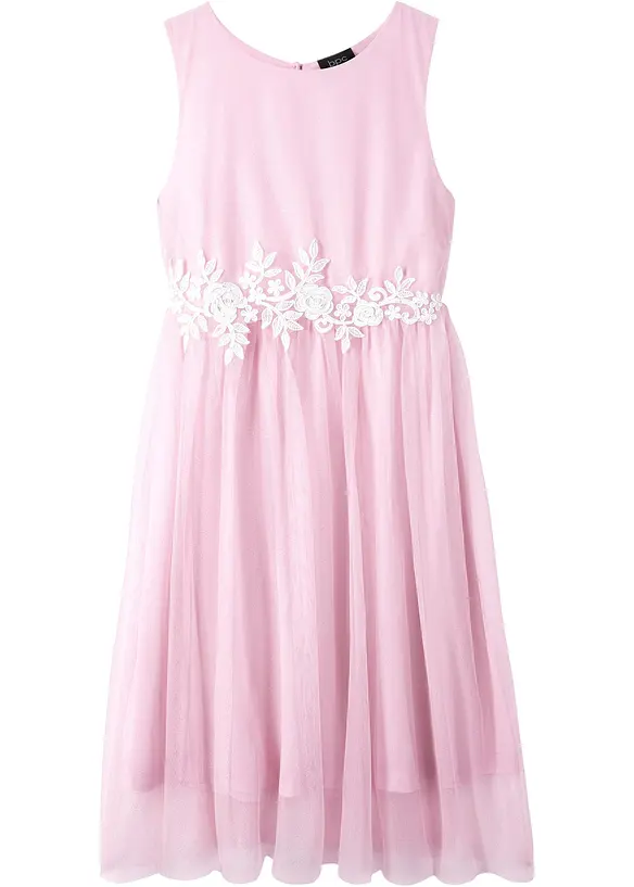 Midikleid  mit Spitzenbesatz in lila von vorne - bonprix