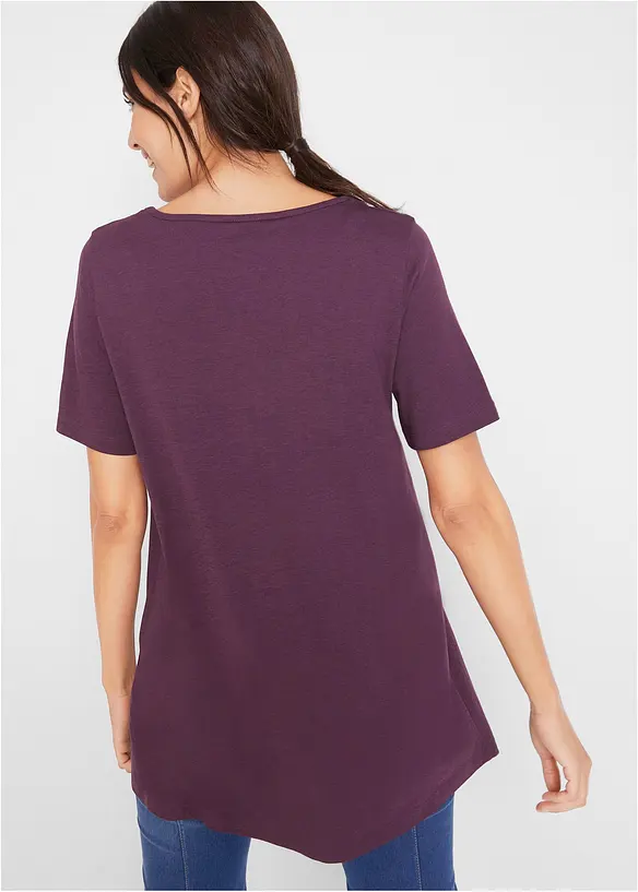 T-Shirt in A-Linien-Form, kurzarm in lila von hinten (im Anschnitt) - bonprix