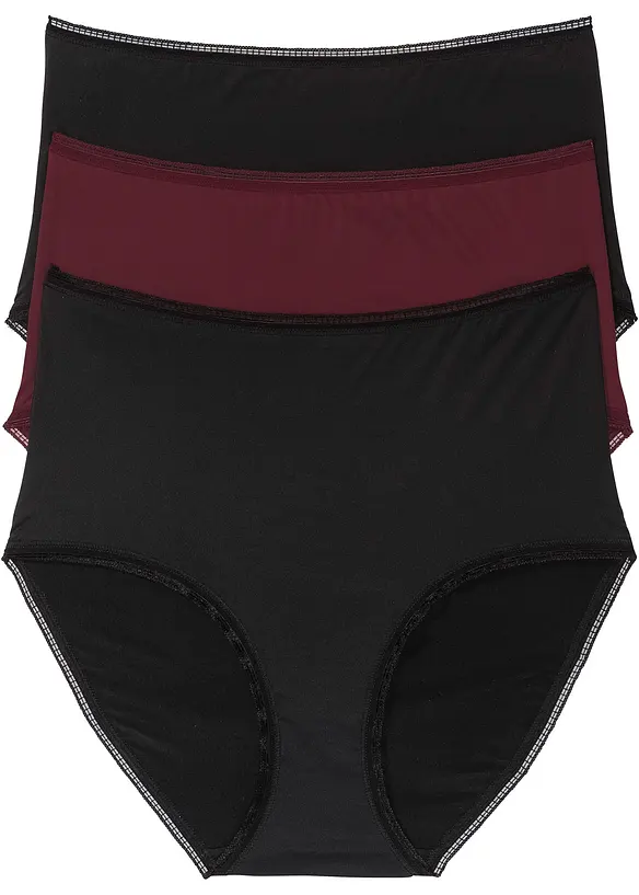 Microfaser Highwaist Slip (3er Pack) in schwarz von vorne - bonprix