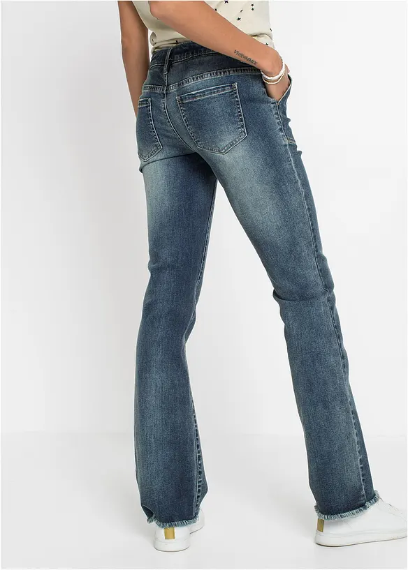 Bootcut-Jeans Mid Waist in blau von hinten - bonprix