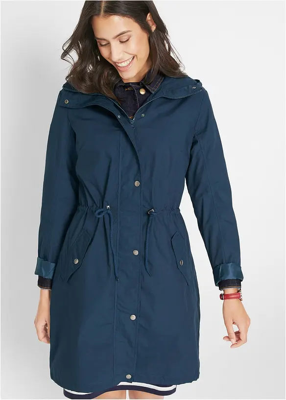 Parka mit Kapuze in blau von vorne (im Anschnitt) - bonprix