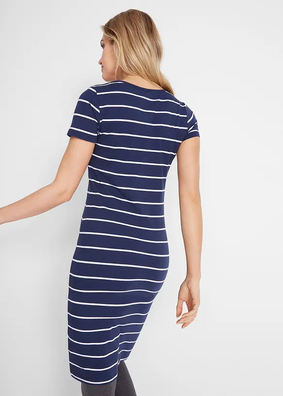 Shirtkleid aus Baumwoll-Stretch in blau von hinten (Totalaufnahme) - bonprix