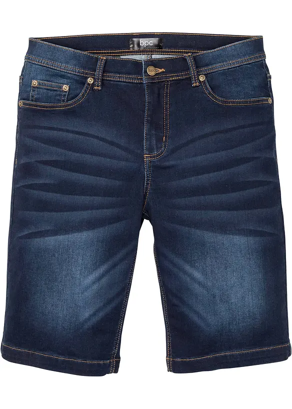 Stretch-Jeans-Bermuda m. Komfortschnitt, Regular Fit in blau von vorne - bonprix
