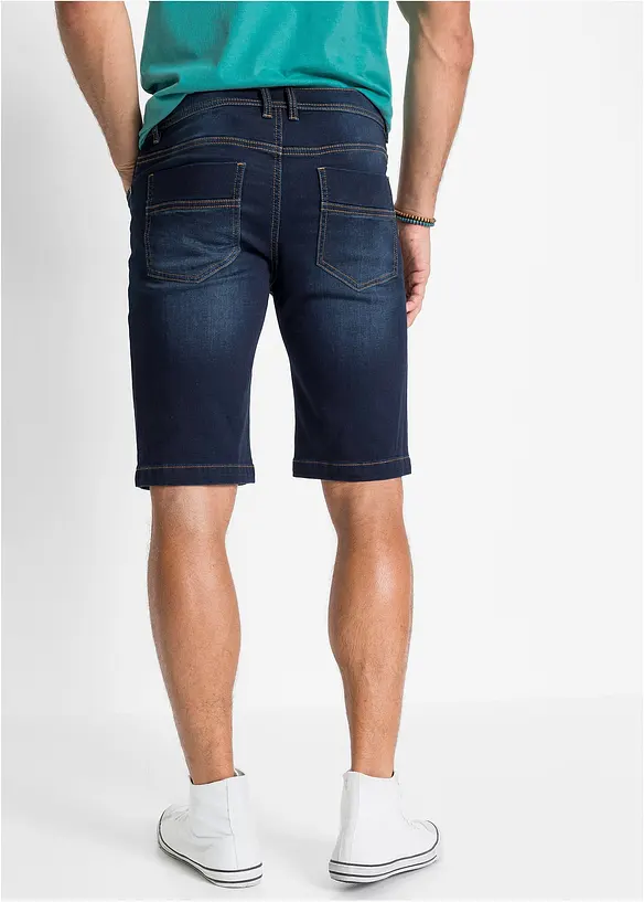 Sweat-Jeans-Bermuda m. Komfortschnitt in Regular-Fit in blau von hinten - bonprix