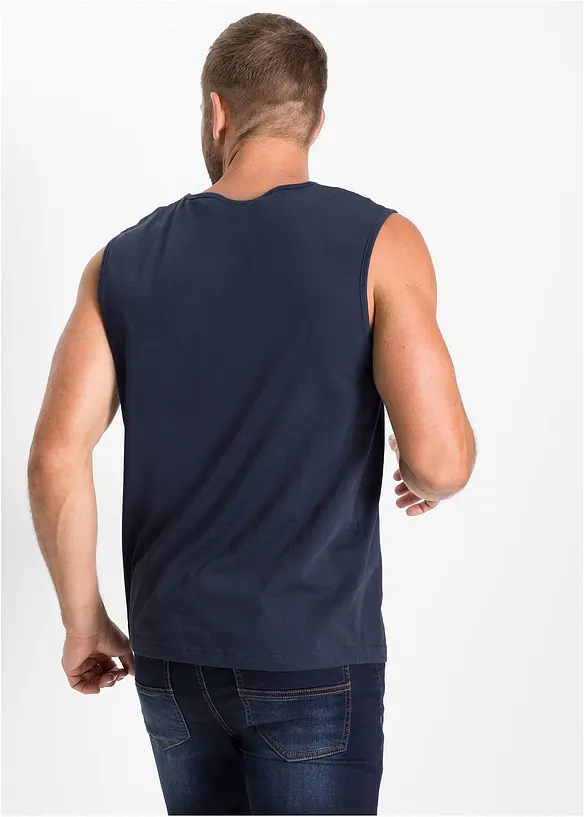 Muskelshirt aus reiner Bio-Baumwolle in blau von hinten (im Anschnitt) - bonprix