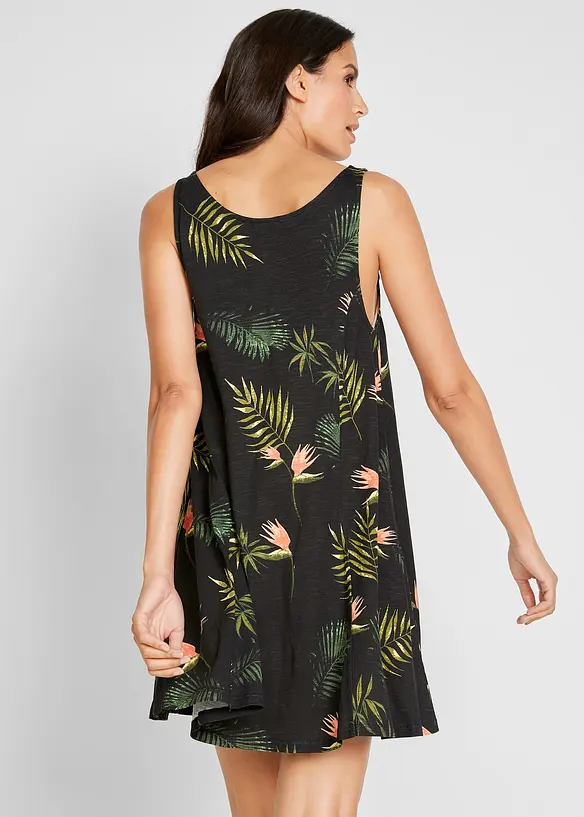 Strandkleid aus reiner Bio-Baumwolle in schwarz von hinten (Totalaufnahme) - bonprix