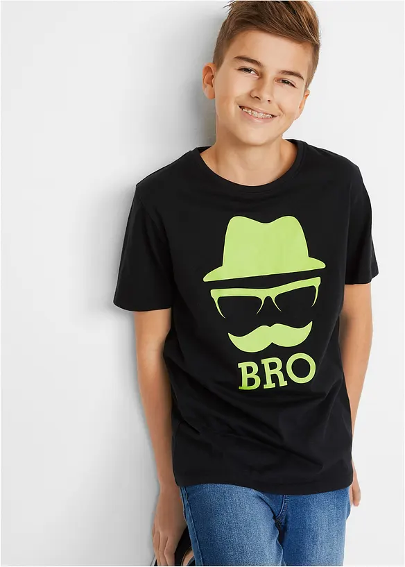 T-Shirt aus reiner Baumwolle in schwarz von vorne (im Anschnitt) - bonprix