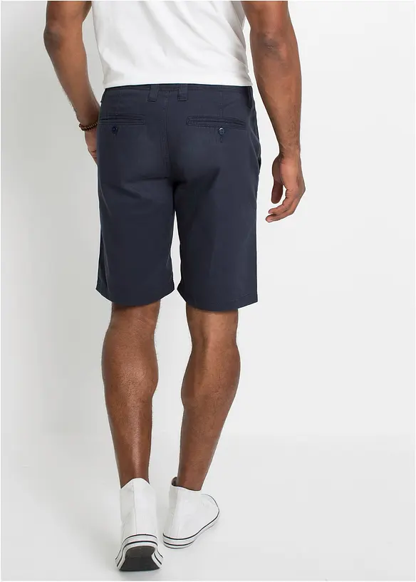 Chino-Bermuda aus reiner Baumwolle in Regular-Fit in blau von hinten - bonprix