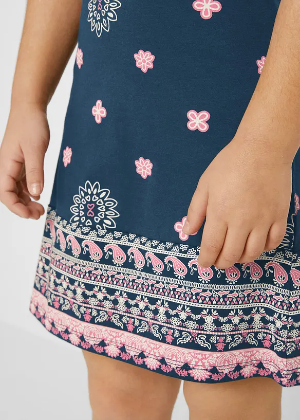 Jerseykleid aus reiner Bio-Baumwolle in blau (Detailaufnahme) - bonprix