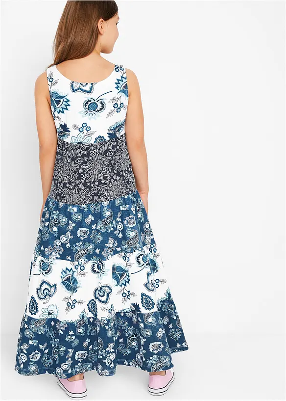 Maxi-Jerseykleid aus reiner Bio-Baumwolle in weiß von hinten (Totalaufnahme) - bonprix