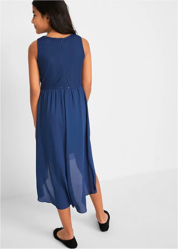 Vokuhila-Kleid in blau von hinten (Totalaufnahme) - bonprix