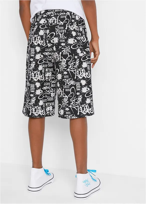 Sweat-Bermuda aus reiner Bio Baumwolle in schwarz von hinten - bonprix