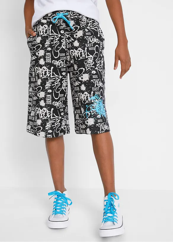 Sweat-Bermuda aus reiner Bio Baumwolle in schwarz von vorne - bonprix