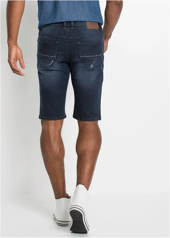 Stretch-Jeans-Bermuda, Slim Fit in blau von hinten - bonprix