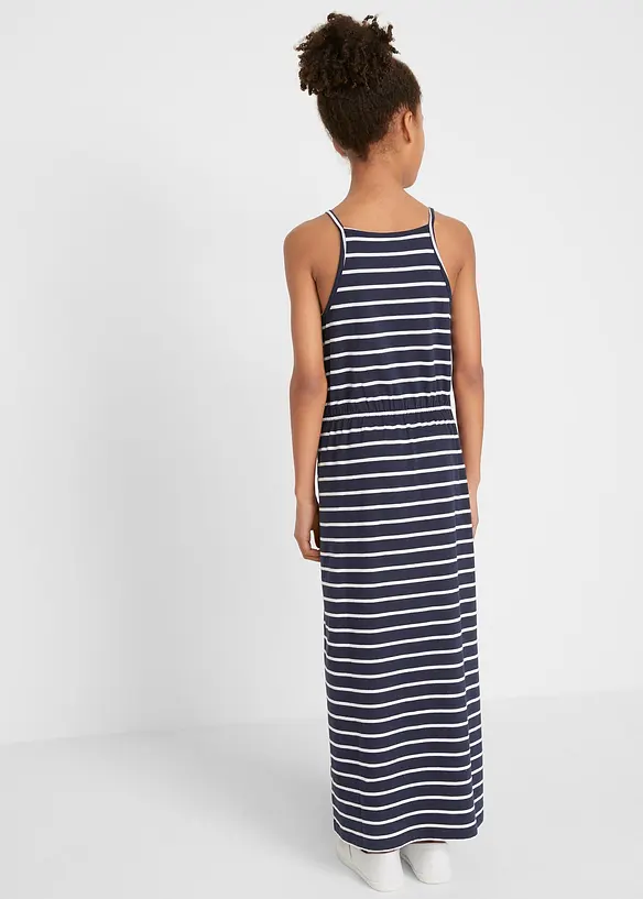 Mädchen Maxikleid mit Blume in blau von hinten (Totalaufnahme) - bonprix