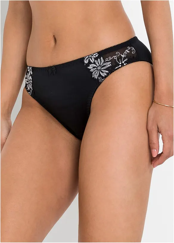 Slip (2er-Pack) in schwarz von vorne - bonprix