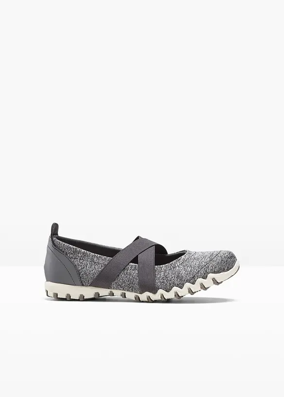 Mary-Janes mit elastischen Riemen in grau von vorne - bonprix