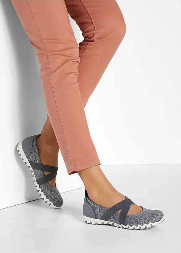 Mary-Janes mit elastischen Riemen in grau - bonprix