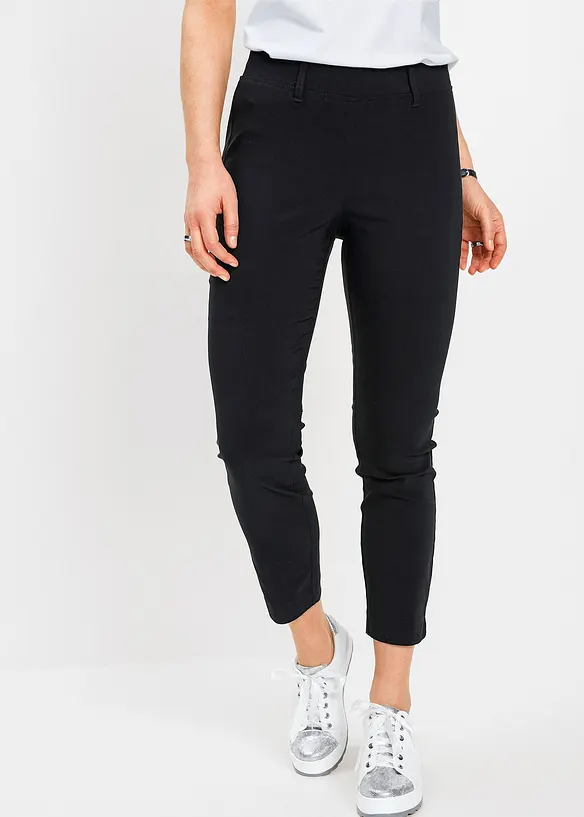 7/8-Hose aus elastischem Bengalin in schwarz von vorne - bonprix