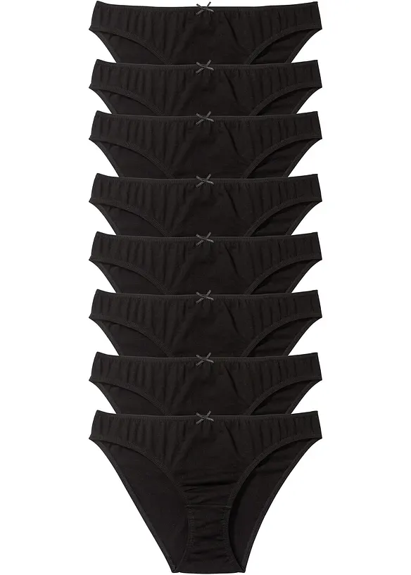 Slip aus reiner Baumwolle  (8er Pack) in schwarz von vorne - bonprix