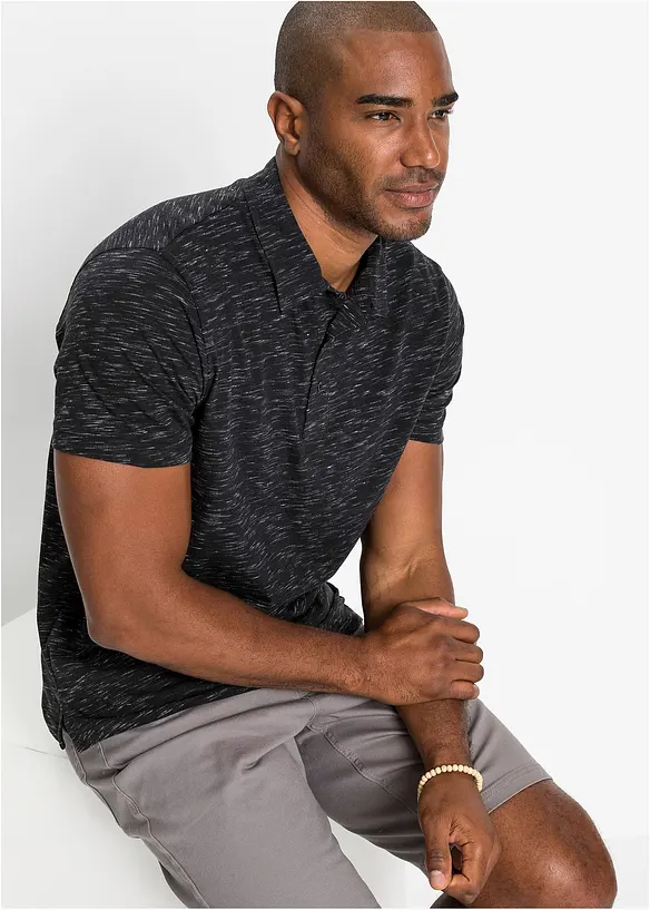 Poloshirt, Kurzarm in schwarz von vorne (im Anschnitt) - bonprix