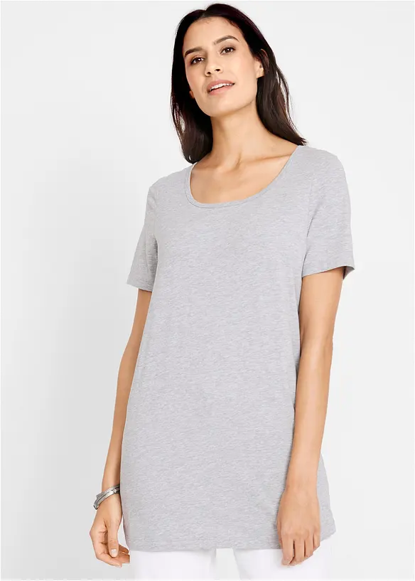 Long-Shirt, 2er-Pack in schwarz von vorne (im Anschnitt) - bonprix