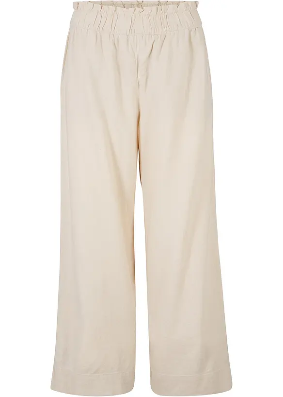 Leinen-Culotte, wadenlang in beige von vorne - bonprix