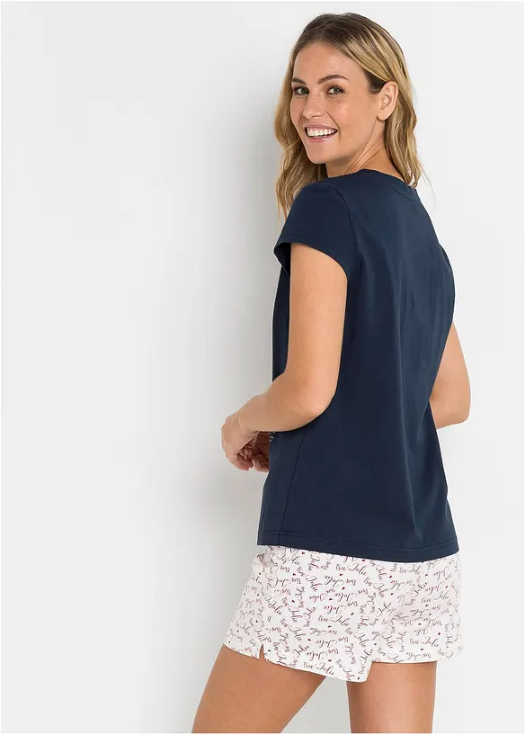 Shorty aus reiner Baumwolle in blau von hinten (Totalaufnahme) - bonprix