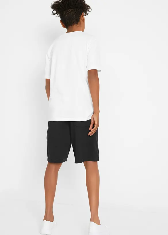 T-Shirt und Jersey-Bermuda (2-tlg. Set) in weiß von hinten (Totalaufnahme) - bonprix