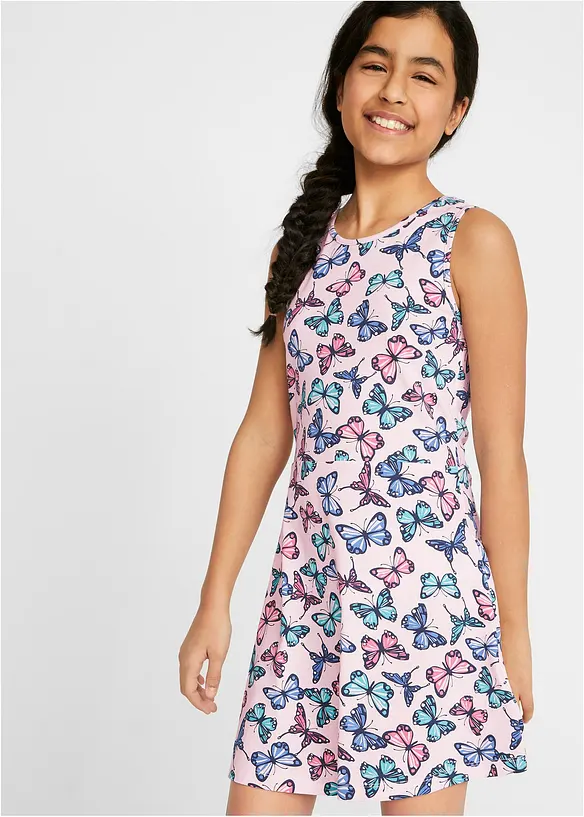 Jerseykleid aus reiner Bio-Baumwolle in rosa von vorne (Totalaufnahme) - bonprix