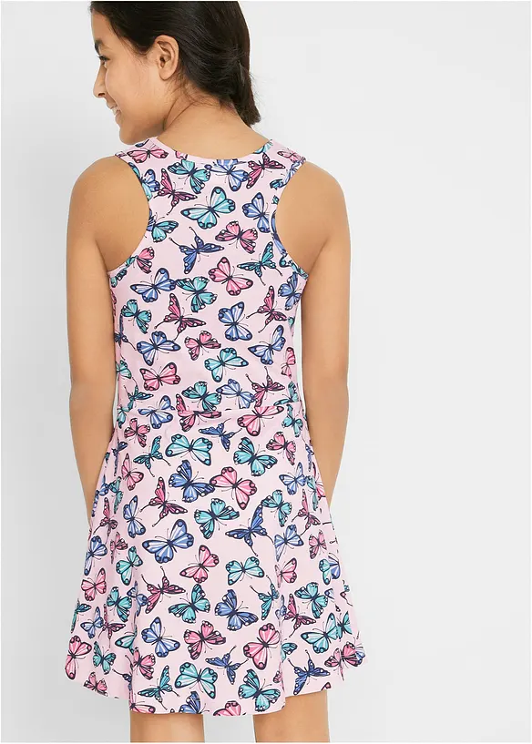 Jerseykleid aus reiner Bio-Baumwolle in rosa von hinten (Totalaufnahme) - bonprix