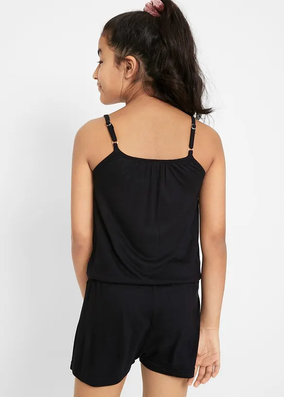 Mädchen Jumpsuit mit Nieten in schwarz von hinten (Totalaufnahme) - bonprix
