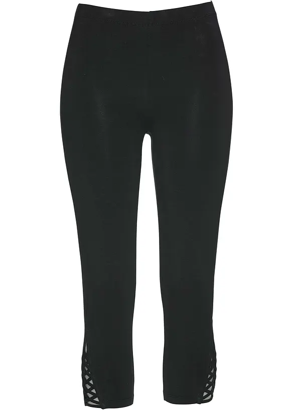 Capri-Leggings aus Baumwolle in schwarz von vorne - bonprix