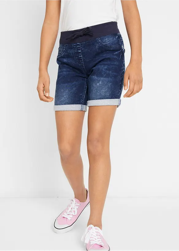 Jeans-Shorts Mid Waist in blau von vorne - bonprix