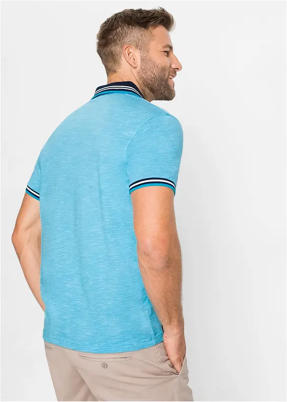 Poloshirt aus reiner Baumwolle in blau von hinten (im Anschnitt) - bonprix